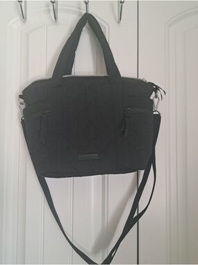 VERA BRADLEY quilted multi strap purse crossbody black tote floral lining travel